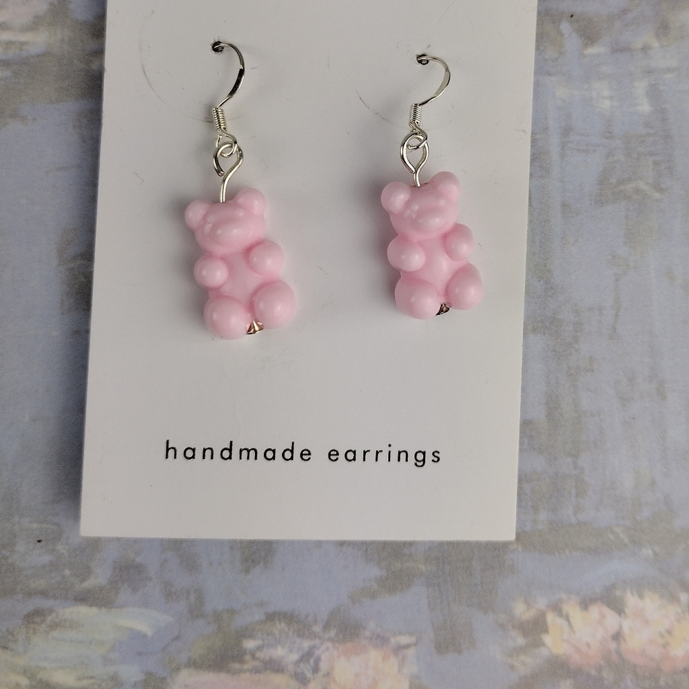 Pink Gummy Bear Earrings - Picture 1 of 1